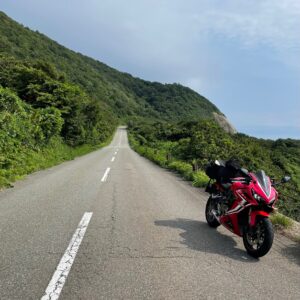 男鹿半島の海沿い高台を走る爽快ロード、おが潮風街道を走る CBR650R②