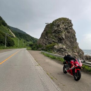 R101の海沿いの自然あふれるロード風景を走るCBR650R