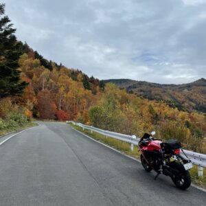 長野県r112の秋らしい風景にてwith CBR650R