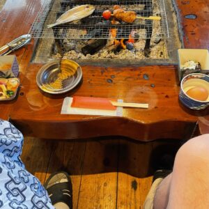 いろりの宿七里川温泉のいろりでの朝ご飯
