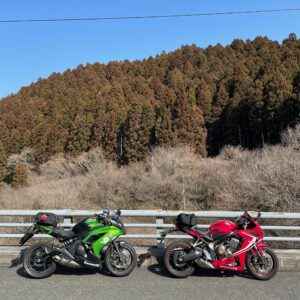 冬のグリーンふるさとラインで出会った冬の風景with CBR650R & ninja650