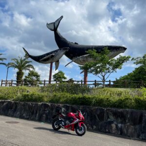 和歌山県太地町のくじらのモニュメントにてwith CBR650R