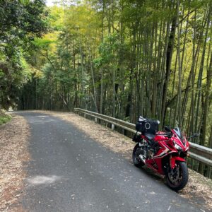 林道三国越線にてwith CBR650R