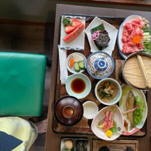 塩原元湯温泉・大出館の部屋での夕食