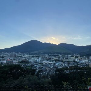 別府温泉の「湯けむり展望台」にて