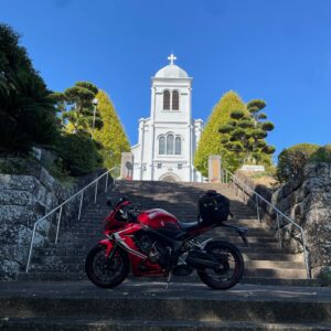 カトリック紐差教会にてwith CBR650R