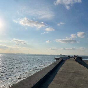 夕方近い富津岬展望台にて