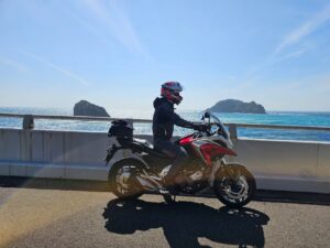 落居海岸にてwith NC750X