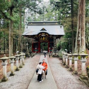 三峰神社の随神門を見下ろす